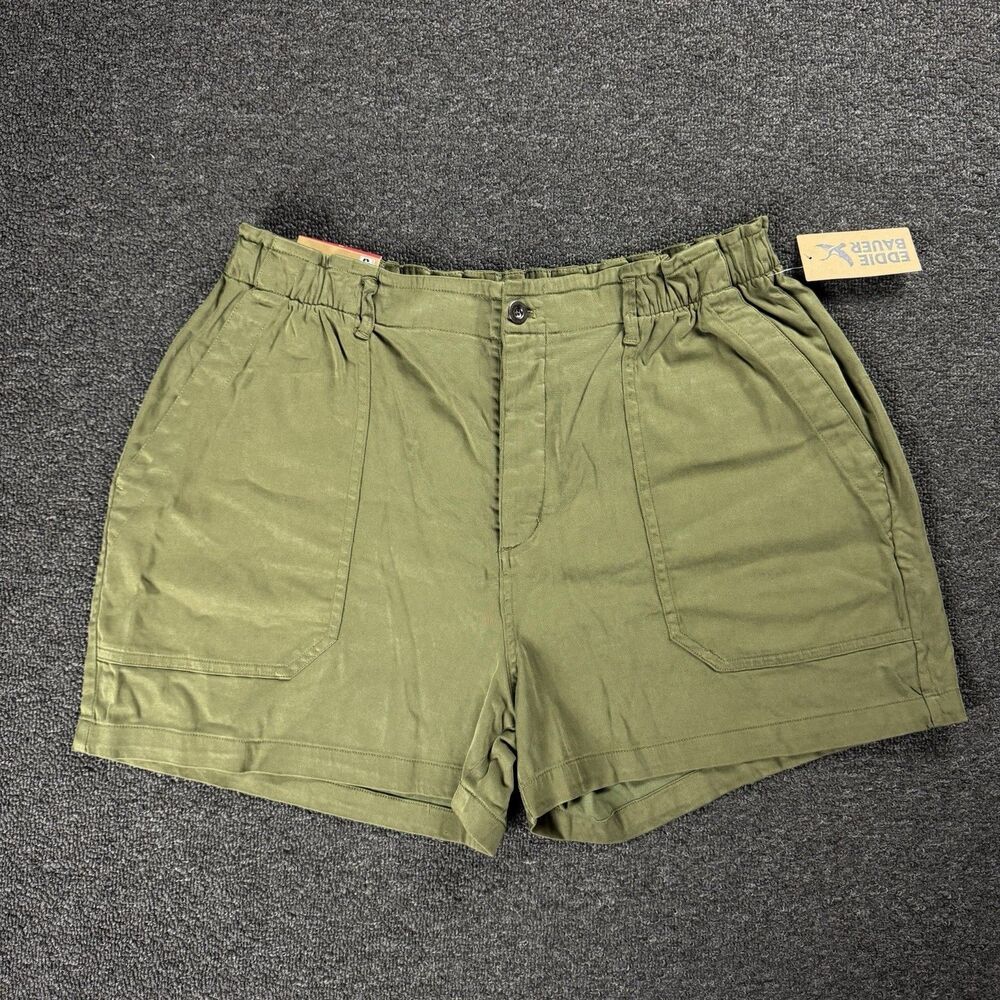 NWT Eddie Bauer Women's Lightweight Everyday Paperbag Waist Short Green Size XL